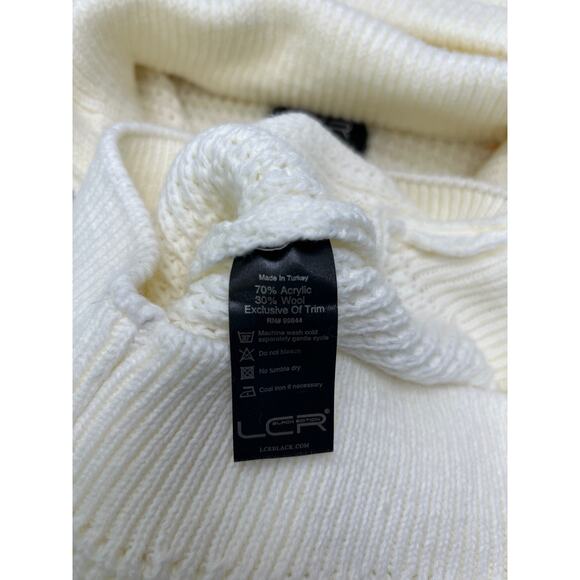 LCR Men’s Ivory hooded waffle knit wool blend sweater in size M. - Picture 8 of 8